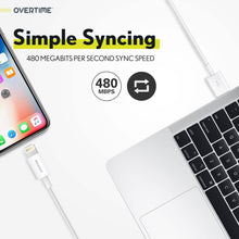 Load image into Gallery viewer, 3-Pack: 4 Ft. Overtime Apple MFi Certified Lightning Cable