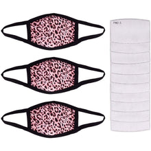 Load image into Gallery viewer, 3-Pack: Adult Cotton Reusable Face Masks with 10 Filters