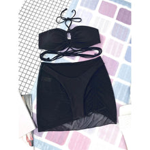 Load image into Gallery viewer, 3-Pack: Criss Cross Halter Bikini Swimsuit & Beach Skirt