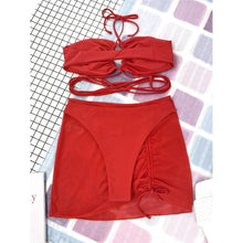 Load image into Gallery viewer, 3-Pack: Criss Cross Halter Bikini Swimsuit & Beach Skirt