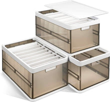 Load image into Gallery viewer, 3-Pack: Foldable Storage Bin with Lid Stackable Plastic Closet Organizer