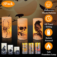 Load image into Gallery viewer, 3-Pack: Halloween Battery Operated Flameless Candle Lamp with Timer Setting