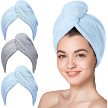 Load image into Gallery viewer, 3-Pack: Hicober Microfiber Hair Towel