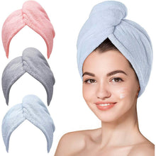 Load image into Gallery viewer, 3-Pack: Hicober Microfiber Hair Towel