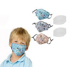 Load image into Gallery viewer, 3-Pack: Reusable Kids Face Mask with 6 Filters and Adjustable Earloop