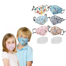 Load image into Gallery viewer, 3-Pack: Reusable Kids Face Mask with 6 Filters and Adjustable Earloop