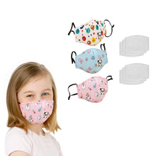 Load image into Gallery viewer, 3-Pack: Reusable Kids Face Mask with 6 Filters and Adjustable Earloop