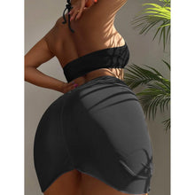Load image into Gallery viewer, 3-Pack: Textured Ring Linked Halter Bikini Swimsuit & Beach Skirt