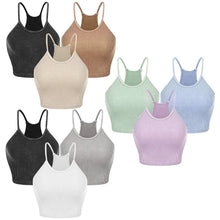 Load image into Gallery viewer, 3-Pack: Women Crop Basic Tank Top Ribbed Knit Sleeveless