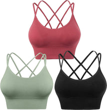 Load image into Gallery viewer, 3-Pack: Women's Padded Spaghetti Strap Crisscross Bra