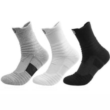 Load image into Gallery viewer, 3-Pair: Men's Thick Towel Bottom Breathable Sweat-absorbent Outdoor Sports Running Socks Elite Basketball Sports Socks