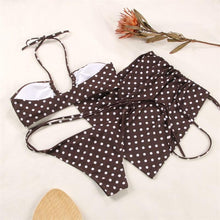 Load image into Gallery viewer, 3-Piece Bikinis Suit Halter Polka Dot Swimwear Women Beachwear Women's 3 Piece Bikini Set Swimsuit Cover Ups Sheer Sarongs Beach Wrap Skirt Bathing Suit Swimsuit Female Holiday Beach Skirt Bikini Set