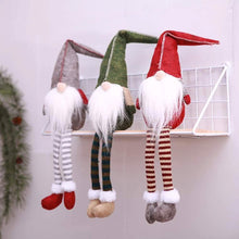 Load image into Gallery viewer, 3 Piece: Handmade Sitting Long-Legged Christmas Elf Bottle Decoration Set