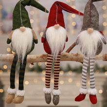 Load image into Gallery viewer, 3 Piece: Handmade Sitting Long-Legged Christmas Elf Bottle Decoration Set