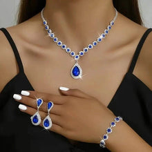 Load image into Gallery viewer, 3-Piece Set: Elegant Bridal Jewelry Set - Rhinestone-Encrusted Earrings, Necklace & Bracelet Combo