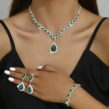 Load image into Gallery viewer, 3-Piece Set: Elegant Bridal Jewelry Set - Rhinestone-Encrusted Earrings, Necklace & Bracelet Combo