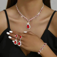Load image into Gallery viewer, 3-Piece Set: Elegant Bridal Jewelry Set - Rhinestone-Encrusted Earrings, Necklace & Bracelet Combo