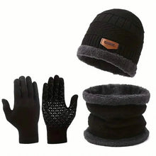 Load image into Gallery viewer, 3-Piece Set: Infinity Scarf Autumn Winter, Thickened Warm Knit Beanie and Touchscreen Gloves Neck Gaiter