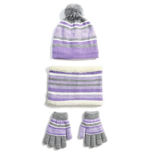 Load image into Gallery viewer, 3-Piece Set: Winter Kids Knitted Warm Beanie Hat and Glove for 4-7 Years Old