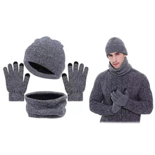 Load image into Gallery viewer, 3-Piece: Winter Beanie Hat Scarf Gloves for Men