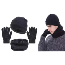 Load image into Gallery viewer, 3-Piece: Winter Beanie Hat Scarf Gloves for Men