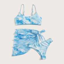 Load image into Gallery viewer, 3 Piece Women Bikini Modern Swimsuit Women High Cut Suit Halter Swimwear Women's Bikini Swimsuits With Wrap Skirt Lace Up Pieces Strings High Cut Bikini Set Bathing Suits Female Triangle Backless Bathing Suit