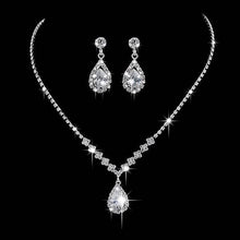 Load image into Gallery viewer, 3-Piece: Women's Diamond Cubic Zirconia Necklace Earrings Set