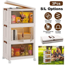 Load image into Gallery viewer, 3-Pieces: Foldable Storage Bins with Lid Front Magnetic Door Collapsible Stackable Closet Organizer