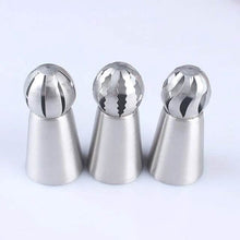 Load image into Gallery viewer, 3-Pieces: Russian Stainless Steel Tips Tulip Sphere Whip Cream Buttercream Icing Piping Nozzles