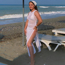 Load image into Gallery viewer, 3 Pieces Set High Neck Swimwear Female Swimsuit Cover-Ups For Women Skirts Bikini Halter Triangle Bathing Suit Maxi Dress Bikini Cover Up