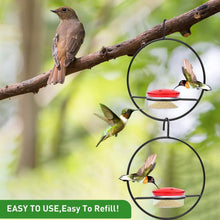 Load image into Gallery viewer, 3-Pieces: Stackable Hanging Humming Bird Feeder with Metal Frame & Red Plastic Bowl