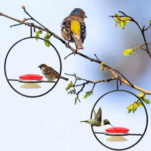 Load image into Gallery viewer, 3-Pieces: Stackable Hanging Humming Bird Feeder with Metal Frame & Red Plastic Bowl