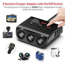 Load image into Gallery viewer, 3-Way Car Plug Charger Adapter