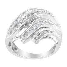 Load image into Gallery viewer, 10K White Gold Round and Baguette Cut Diamond Channel Ring (3/4 Cttw, H-I Color, SI2-I1 Clarity) - Size 7