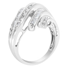 Load image into Gallery viewer, 10K White Gold Round and Baguette Cut Diamond Channel Ring (3/4 Cttw, H-I Color, SI2-I1 Clarity) - Size 7