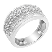 Load image into Gallery viewer, 14K White Gold Round and Baguette Diamond Ring (1 1/2 Cttw, F-G Color, SI1-SI2 Clarity) - Size 6-3/4