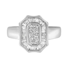 Load image into Gallery viewer, 14K White Gold 1.00 Cttw Baguette and Princess-Cut Diamond Cocktail Art Deco Style Ring (H-I Color, SI1-SI2 Clarity) - Size 7
