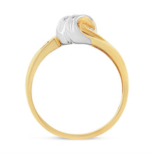 Load image into Gallery viewer, 10K Yellow and White Gold 1.00 Cttw Round And Baguette-Cut Diamond Accent Bypass Ring (H-I Color, I2-I3 Clarity) - Ring Size 7