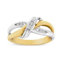 Load image into Gallery viewer, 10K Yellow and White Gold 1/20 Cttw Round-Cut Diamond Bypass Ring (I2 Color, I-J Clarity)