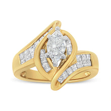 Load image into Gallery viewer, 14K Yellow Gold Princess, Baguette, and Pie cut Diamond Marquise Shaped Ring (1 1/4 Cttw, G-H Color, SI1-SI2 Clarity) - Size 5-1/2
