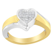 Load image into Gallery viewer, 14K Two-Toned Gold Princess-Cut Diamond Heart Promise Ring (1/4 Cttw, H-I Color, I1-I2 Clarity) - Size 6