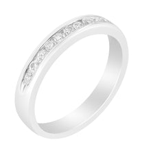 Load image into Gallery viewer, 18K White Gold 1/4 Cttw Channel Set Brilliant Round-Cut Diamond Classic 11 Stone Wedding Band Ring (E-F Color, I1-I2 Clarity) - Size 5