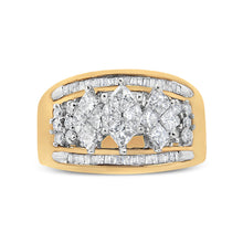 Load image into Gallery viewer, 10K Yellow and White Gold 1 1/2 Cttw Pear Shaped 3 Stone Style Diamond Ring Band (H-I Color, SI1-SI2 Clarity) - Ring Size 7