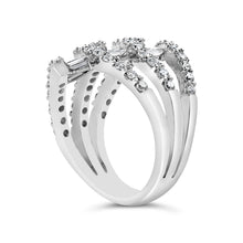 Load image into Gallery viewer, 18K White Gold 1 3/4 Cttw Diamond Multi Crossover and Split Shank Cocktail Ring