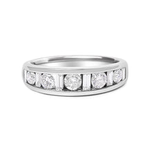 Load image into Gallery viewer, 14K White Gold Alternating 1.0 Cttw Round and Baguette Diamond Channel Band Ring