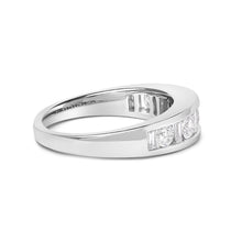 Load image into Gallery viewer, 14K White Gold Alternating 1.0 Cttw Round and Baguette Diamond Channel Band Ring