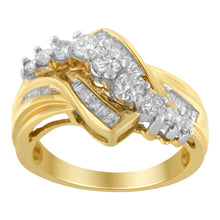 Load image into Gallery viewer, 10K Two-Toned Diamond Bypass Ring (1 Cttw, H-I Color, SI2-I1 Clarity) - Size 6-1/2