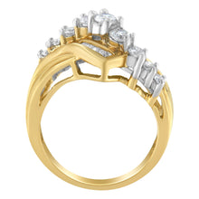 Load image into Gallery viewer, 10K Two-Toned Diamond Bypass Ring (1 Cttw, H-I Color, SI2-I1 Clarity) - Size 6-1/2
