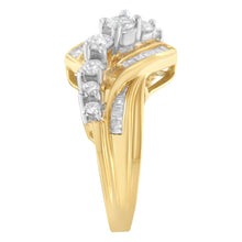 Load image into Gallery viewer, 10K Two-Toned Diamond Bypass Ring (1 Cttw, H-I Color, SI2-I1 Clarity) - Size 6-1/2