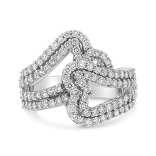 Load image into Gallery viewer, 14K White Gold 1 1/2 Cttw Diamond Open Double Heart Bypass Ring Band (H-I Color, VS1-VS2 Clarity) - Ring Size 7